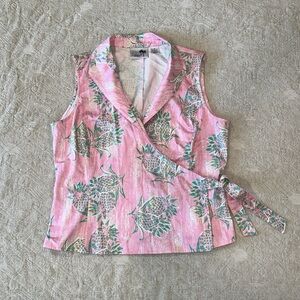 3/$15  Vintage Tropical Print Island‎ Republic Wrap Top Tank